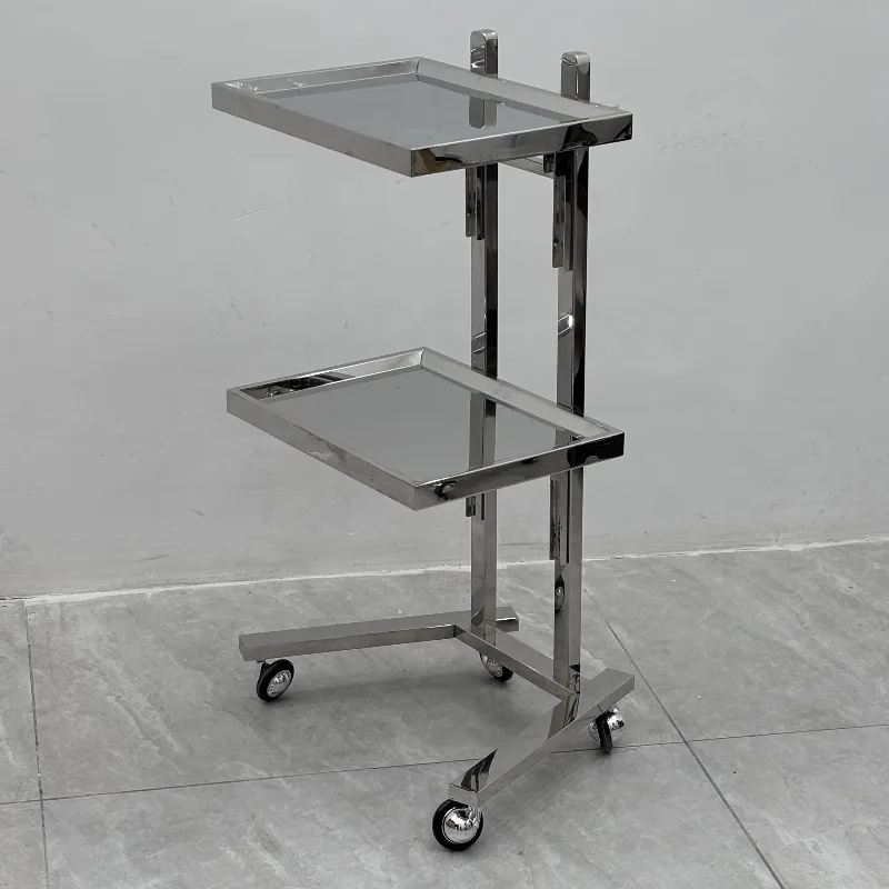 Modern Salon Trolley Silver Saloon Equipments Working Cart  Beauty Salon Stainless Steel Trolley