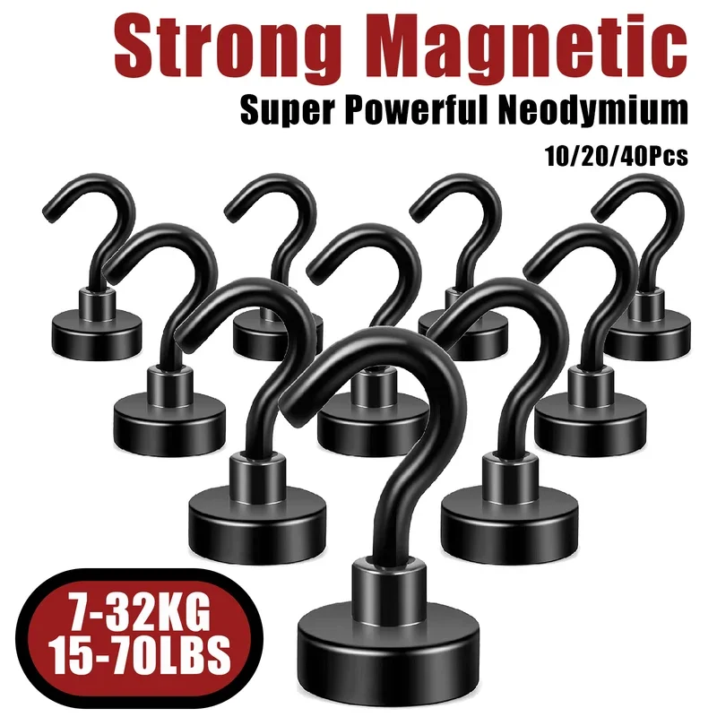 

10/20/40 Pieces Kitchen Refrigerator Traceless Magnetic Hooks Super Strong Neodymium Magnets for Kitchen/Home