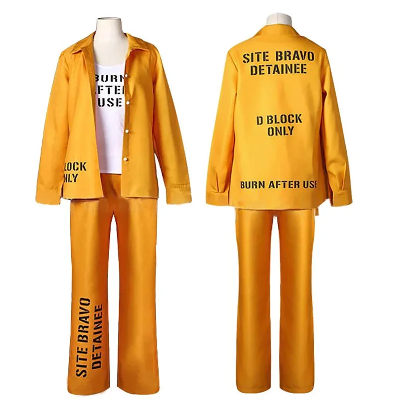 Women Girls Suicide Cosplay Costumes Monster Joker Orange Jacket Pants Prison Uniform Sets Halloween Clothes PA2233