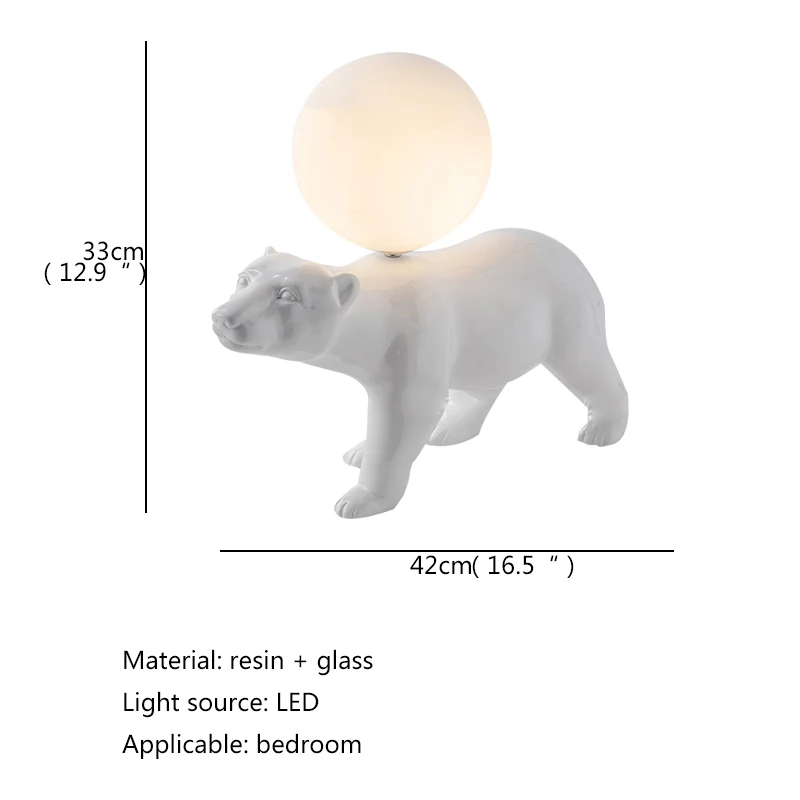 BERTH Nordic Modern Table Lamp Creative White Glass Resin Desk Lights LED Decor for Home Children Bedroom Living Room