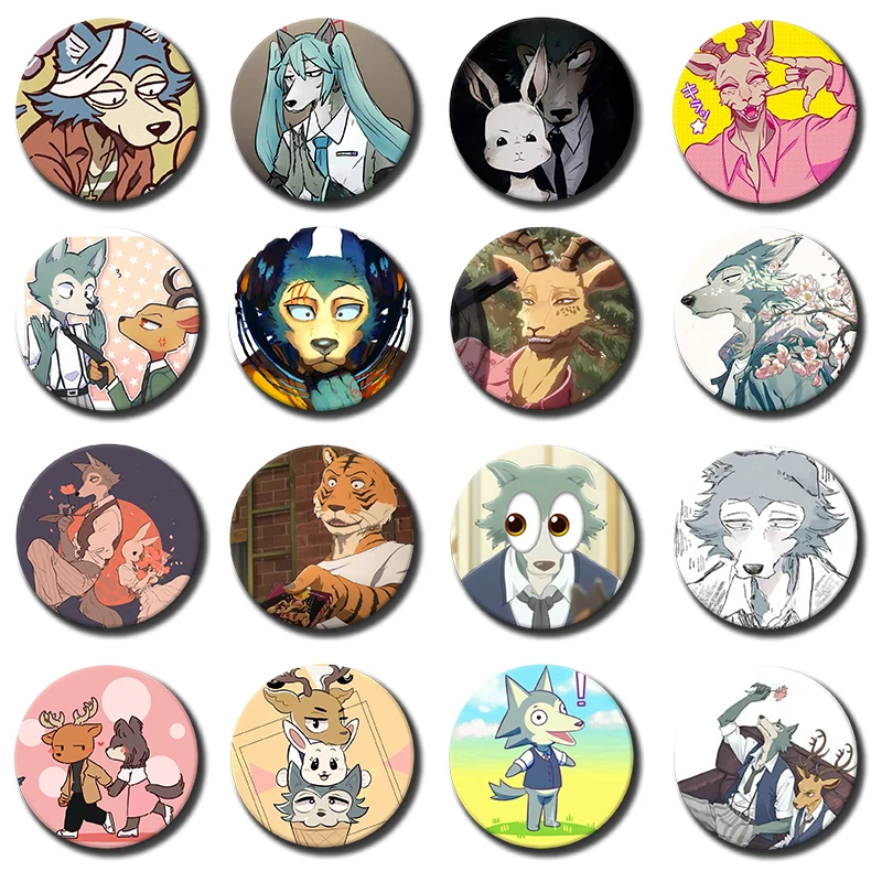 Pin de Botón Suave de 58mm, Clásico y Divertido, de Anime B-BEASTARS, con Diseño de Animal de Dibujos Animados Lindo, de Haru, Juno y Louis, Broche, Insignia, Decoración para Bolsos, Coleccionable para Fans