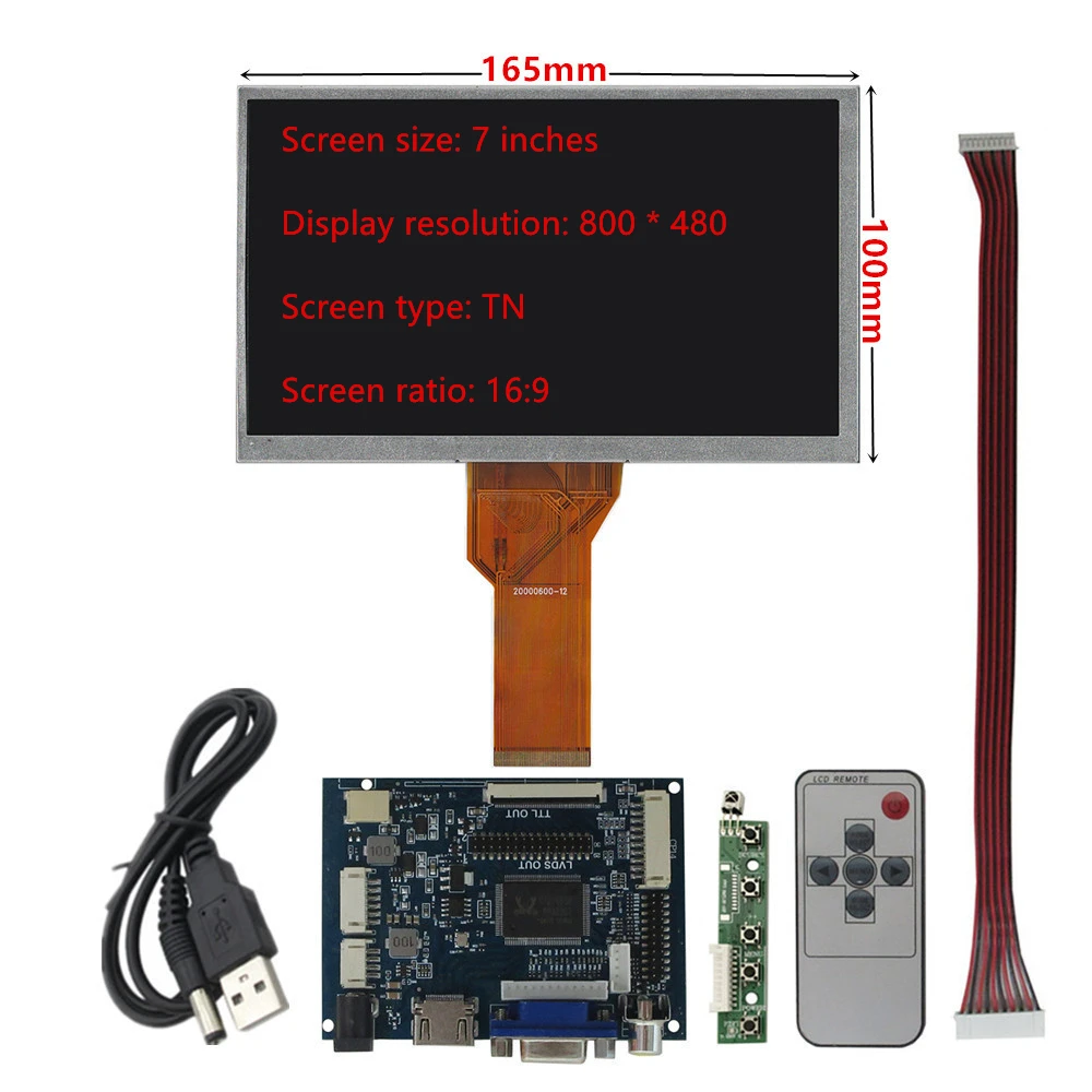 Fotografia 4: Tela LCD HD de 7 Polegadas com HDMI, VGA e 2AV para Raspberry Pi, Banana Pi, Orange Pi e Mini Computadores