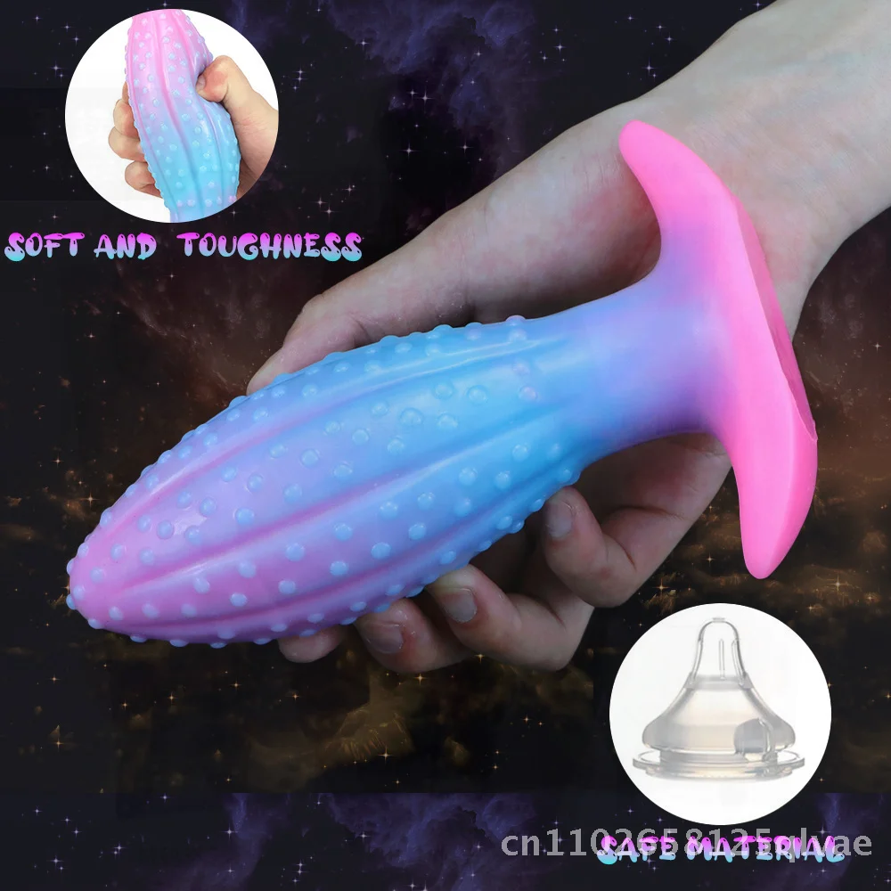 Tapón Anal de piña en forma de Den de colores mezclados fluorescentes de silicona líquida luminosa para mujeres adultas tallas S/M/L