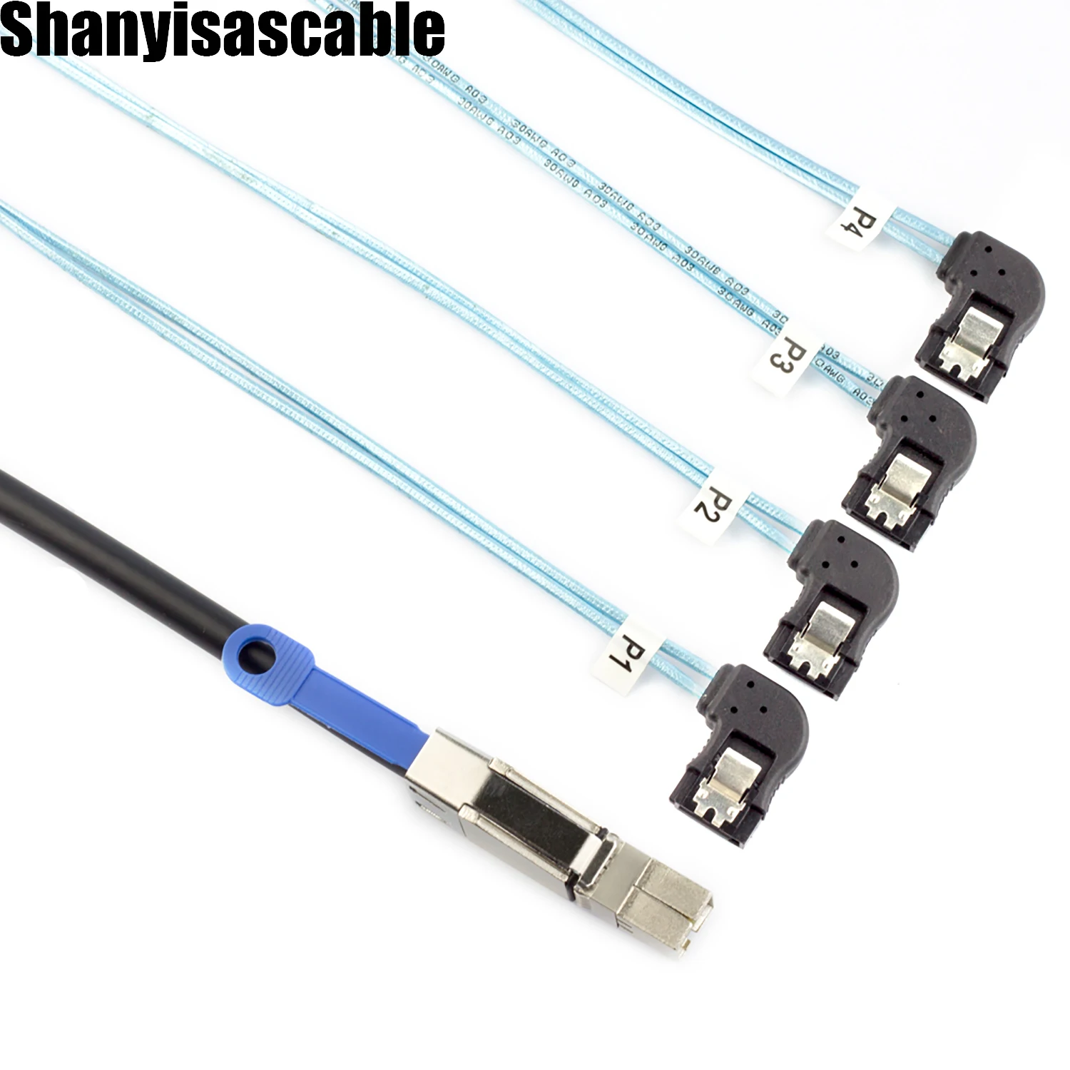 

2.0M External Mini SAS HD SFF-8644 to 4X SATA 7Pin female right angle cable