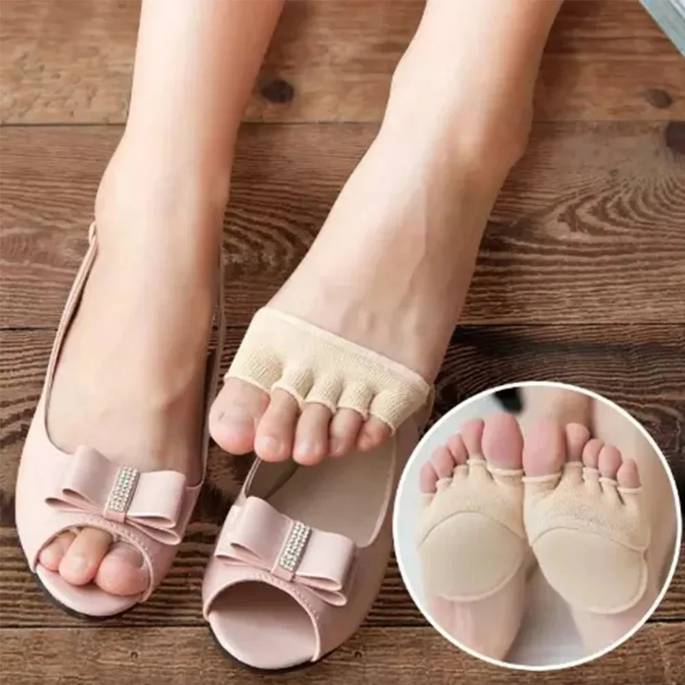 Cotton No Show Socks Flexible Half Invisible Socks Five-finger Socks Breathable Relief The Pain High Heels Socks Summer Wear