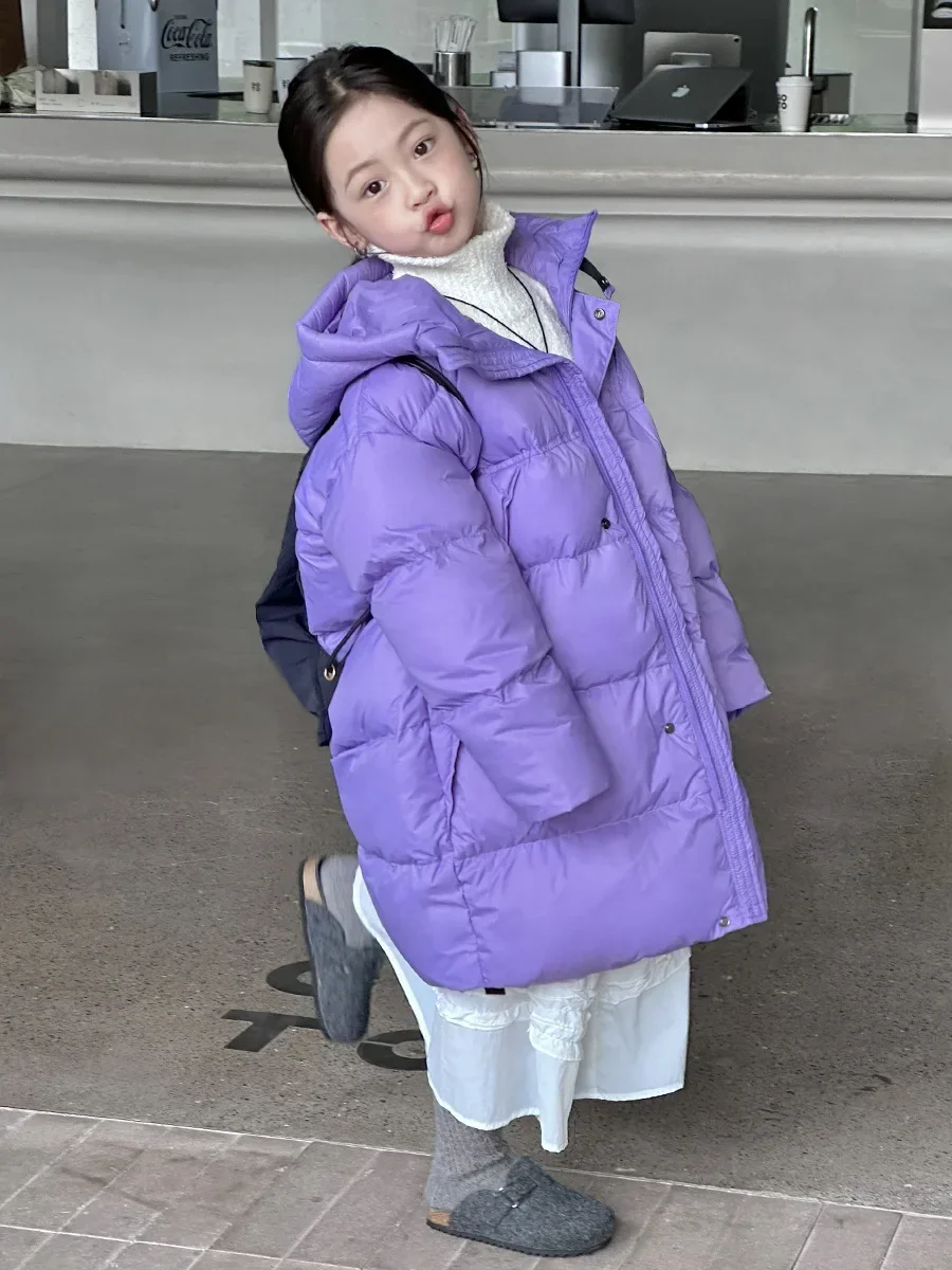 

Winter Clothing Waterproof Coat Girls Long 90% White Duck Down Thick Loose Outerwear Children Warm Jacket Hooded Parkas XMP480