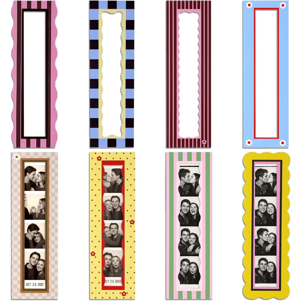 8 Stück Kühlschrankmagnet-Fotobox-Rahmen, Bunte Retro-Vertikalfotohalter, Wiederverwendbare Dekoration für Küche & Zuhause, Verschiedene Stile – Detail 1