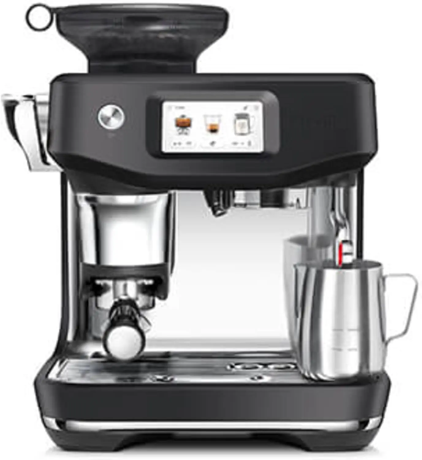 Touch Impress Espresso Machine with Grinder & Auto Milk , Espresso Maker with Assisted Tamping & Touchscreen, Cappuccino