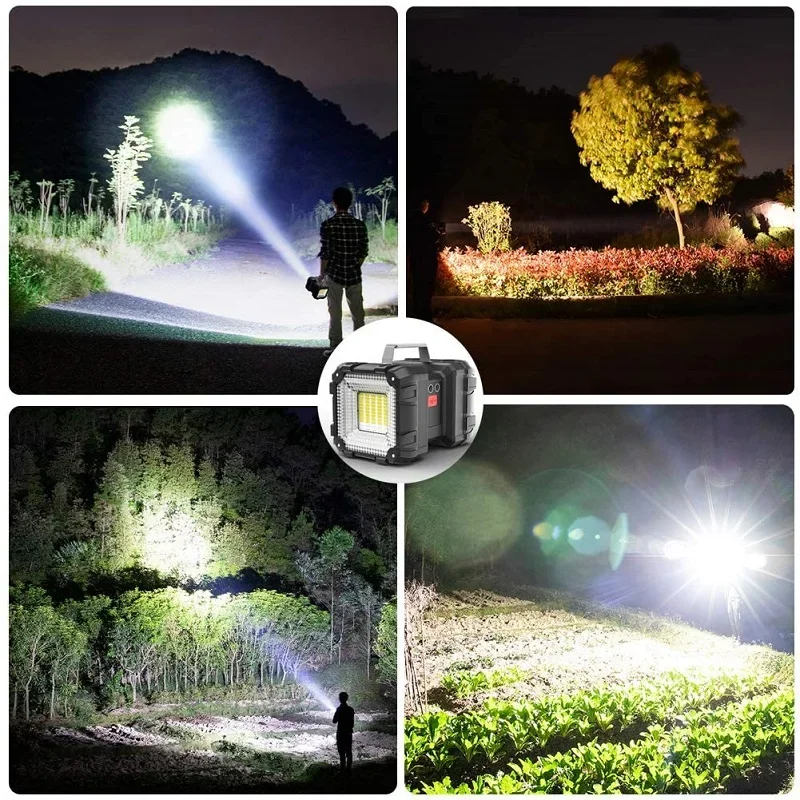 Imagem -06 - Poderoso Led Cabeça Dupla Holofote Lanterna Portátil Luz de Trabalho Recarregável Holofotes Floodling Camping Lutando Lanterna