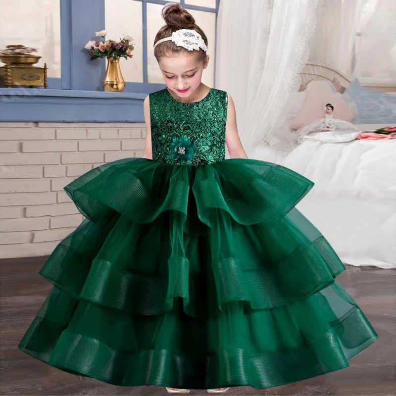 4-12 Year Old New Girls\' Dress Flower Fluffy Tulle Fluffy Cake Dress Girls\' Piano Performance High end Banquet Evening Dress