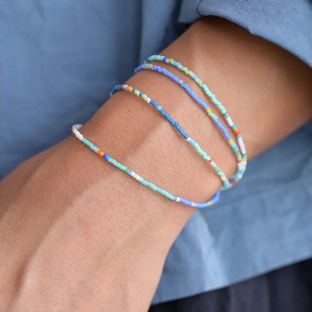 أساور مطرزة بالخرز متعددة الألوان للرجال والنساء ، تصميم البذور ، مجوهرات الموضة البسيطة العصرية ، سيرفر ، الصيف ،! 1: