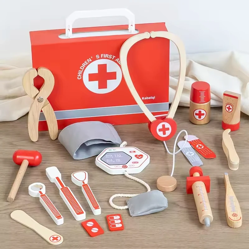 Wooden Doctor Toy Set - Imaginative Role Play and Fine Motor Skills for Children Aged 3 and Up Gift Box or Drawstring Bag