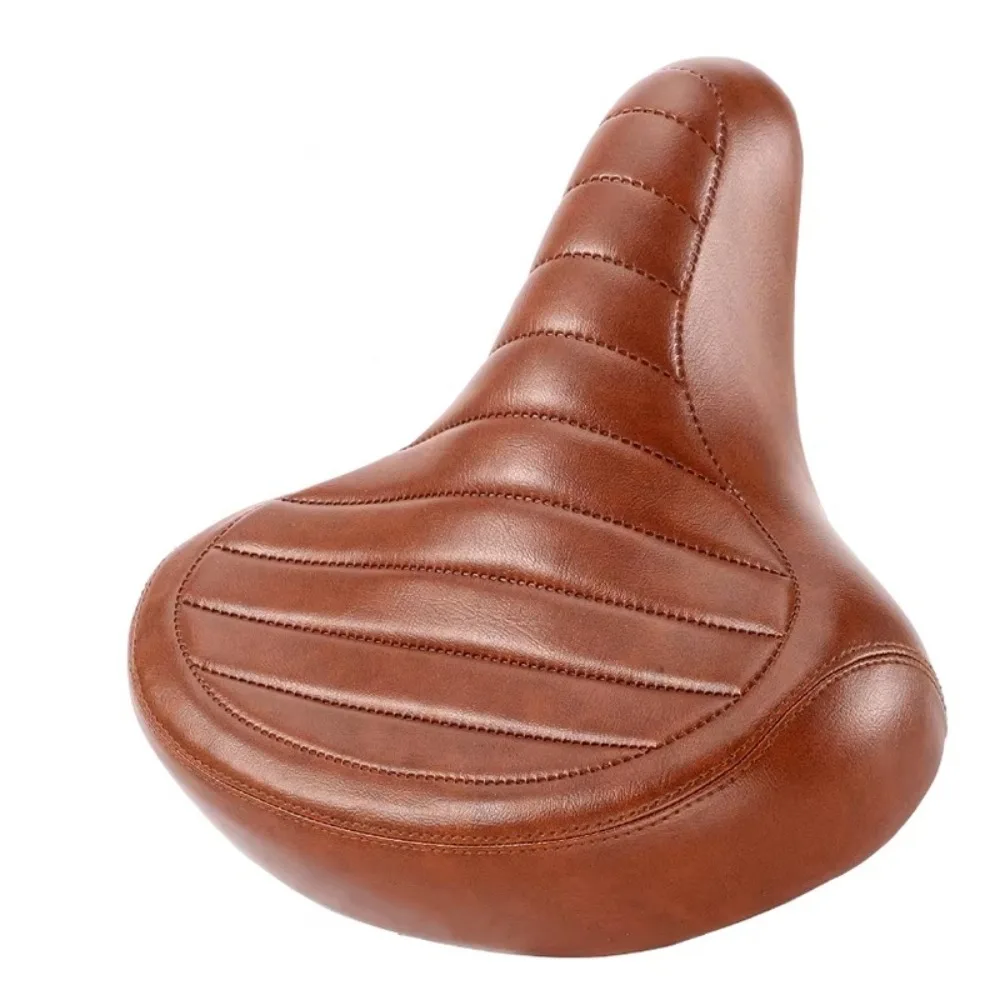

MTB Spring Bicycle Seat Cushion Leather Retro Shock-Absorbing Bicycle Saddle Brown Black Comfortable Mountain Bike Seat