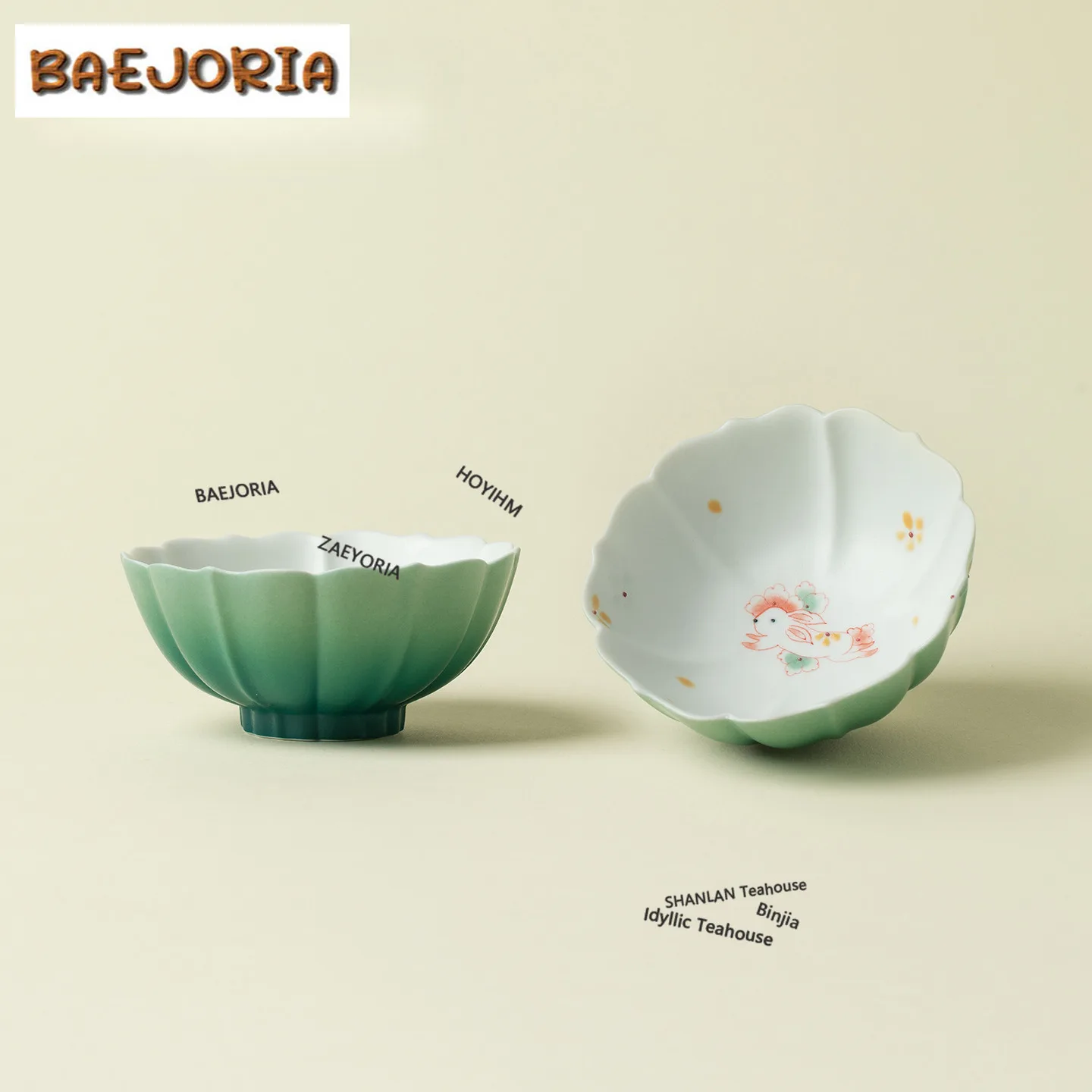 BAEJORIA 100ml Hand-painted Moon Rabbit Teacup Luxury Tea Bowl Mug Tea-tasting Meditation Cup Jianzhan Master Cups Drinkware