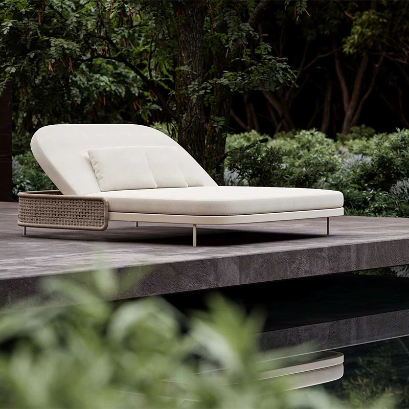 Aluminum Rope Garden Lounge Chaise And Daybed Beach Lounge Chair Sun Furniture Outdoor Lounger