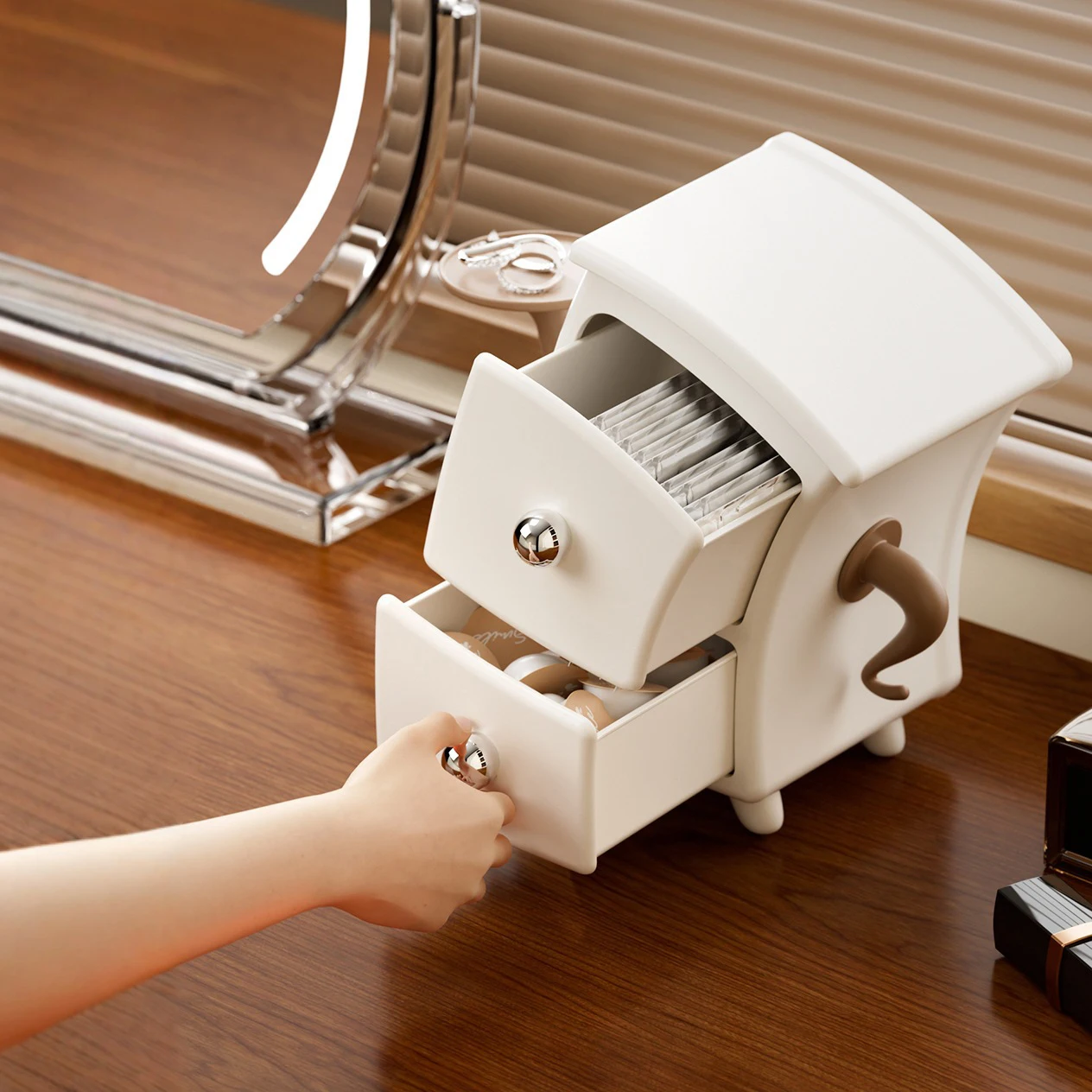 

Desktop storage box cosmetic organizer storage box drawer style snack storage cabinet home decoration and organizing box