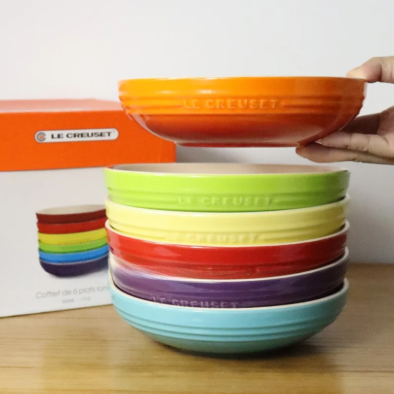 

Набор из 6 тарелок Le Creuset Rainbow Cerc, 20 см, в подарочной коробке, из фарфора, круглой формы, для взрослых, в ярких цветах