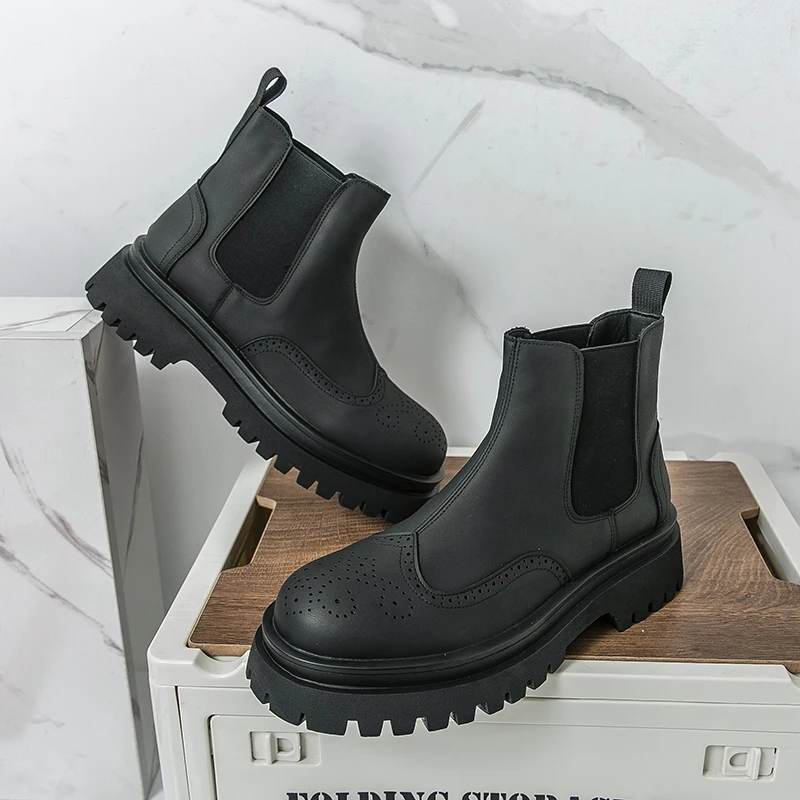 

Мужские черные ботинки, хит продаж, повседневные, с толстой подошвой, для отдыха, бизнеса, работы, офиса, 38-46, классические, большие размеры, новые, универсальные