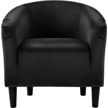 Image Velvet Accent Chair, Modern Club Chair Upholstered Armchair with Solid Legs Comfy Sofa Chair for Living