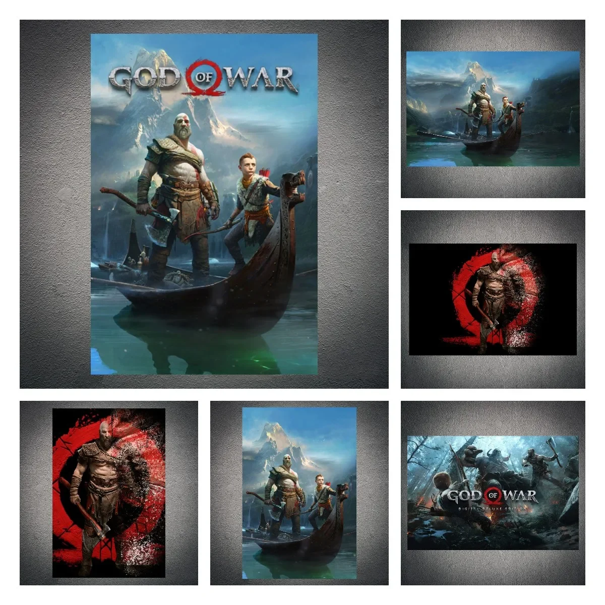 God of War Posters Kratos God of War Classic Game Posters Canvas Painting Game Room Wall Stickers Flat Internet Cafe Wall Decor