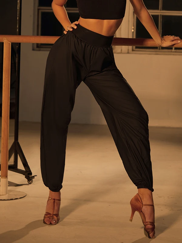 zym-latin-dance-practice-suit-women's-high-waist-sweatpants-black-thermal-locking-long-trousers-cuffed-pants-25098