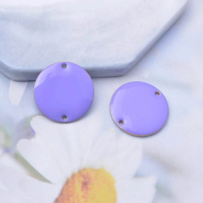 20 Stück Kupfer-Emaille 20mm Runde Anhänger-Verbinder, beidseitig lackiert, Doppelloch-Kreisanhänger für DIY-Schmuck- und Ohrringherstellung – Detail 4