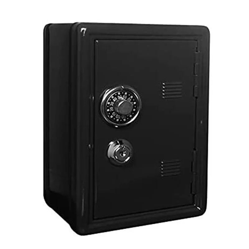 -A96Z 2X Safe Box Organizer Iron Desk Decorative Box Piggy Bank Metal Mini Cabinet Money Storage Box Storage Box Black