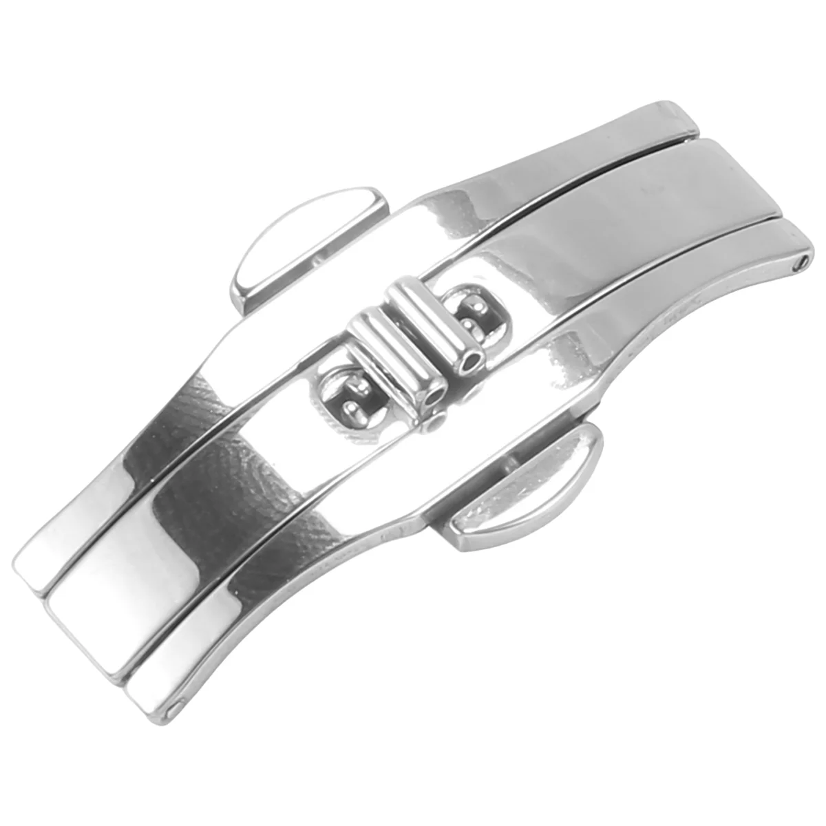 FZFZ Double Push Button Butterfly Clasp Buckle Silver For 21mm Watch Band Strap