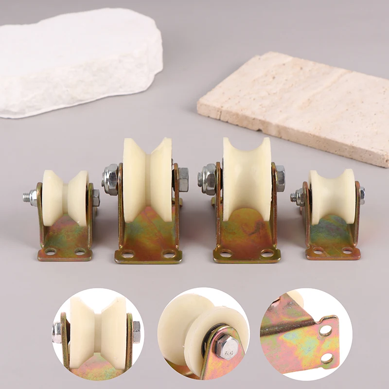 Hot 1Pc Nylon Grooved Roller Track Pulley V / U Nylon With Stand 30mm 50mm Door Grooved Heavy Duty Rollers Sliding Heel. view 3