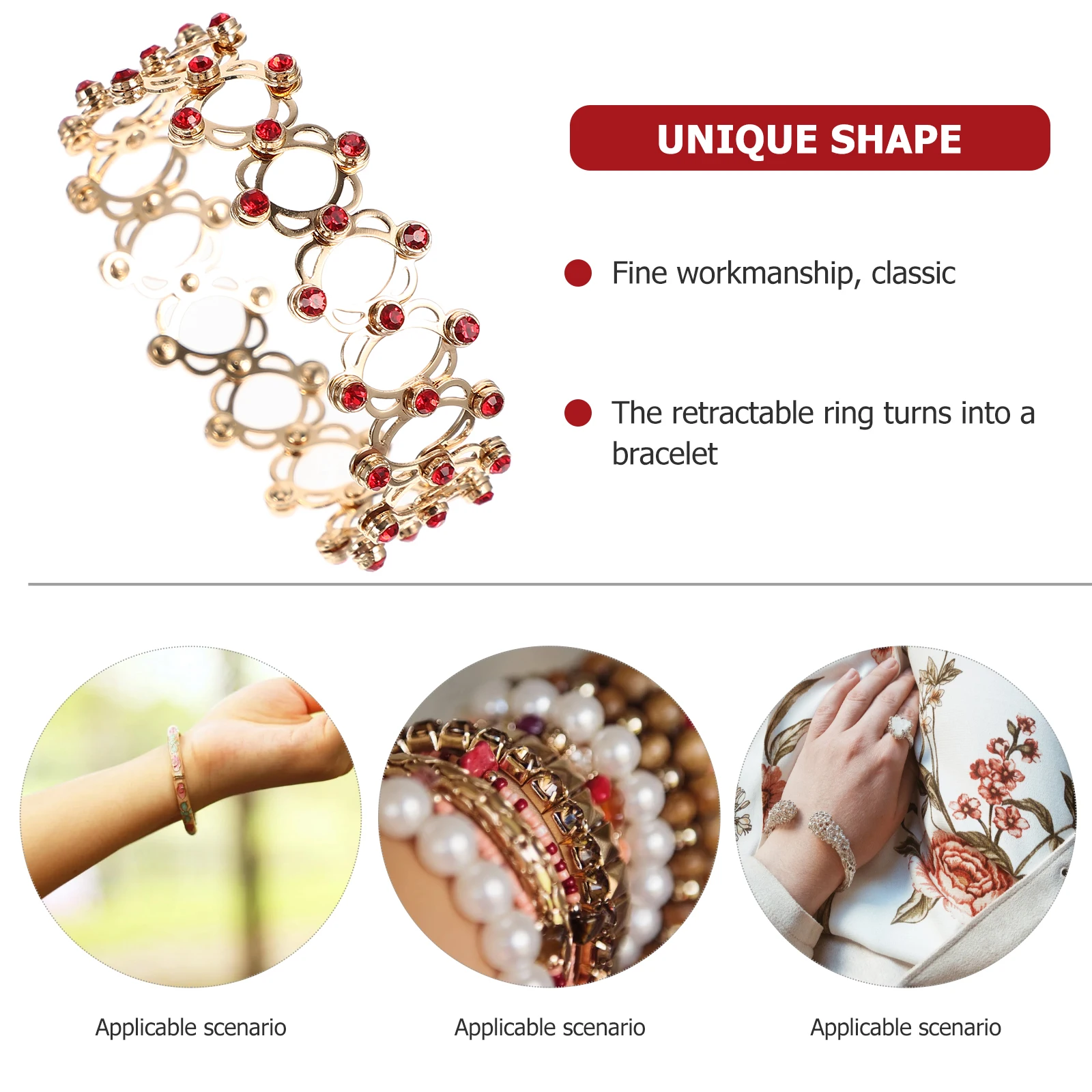 

Stretch Bracelet Exquisite Elastic Jewelry Decorative Bracelet Ring Elegant Design Retractable Ring For Party Everyday Wear
