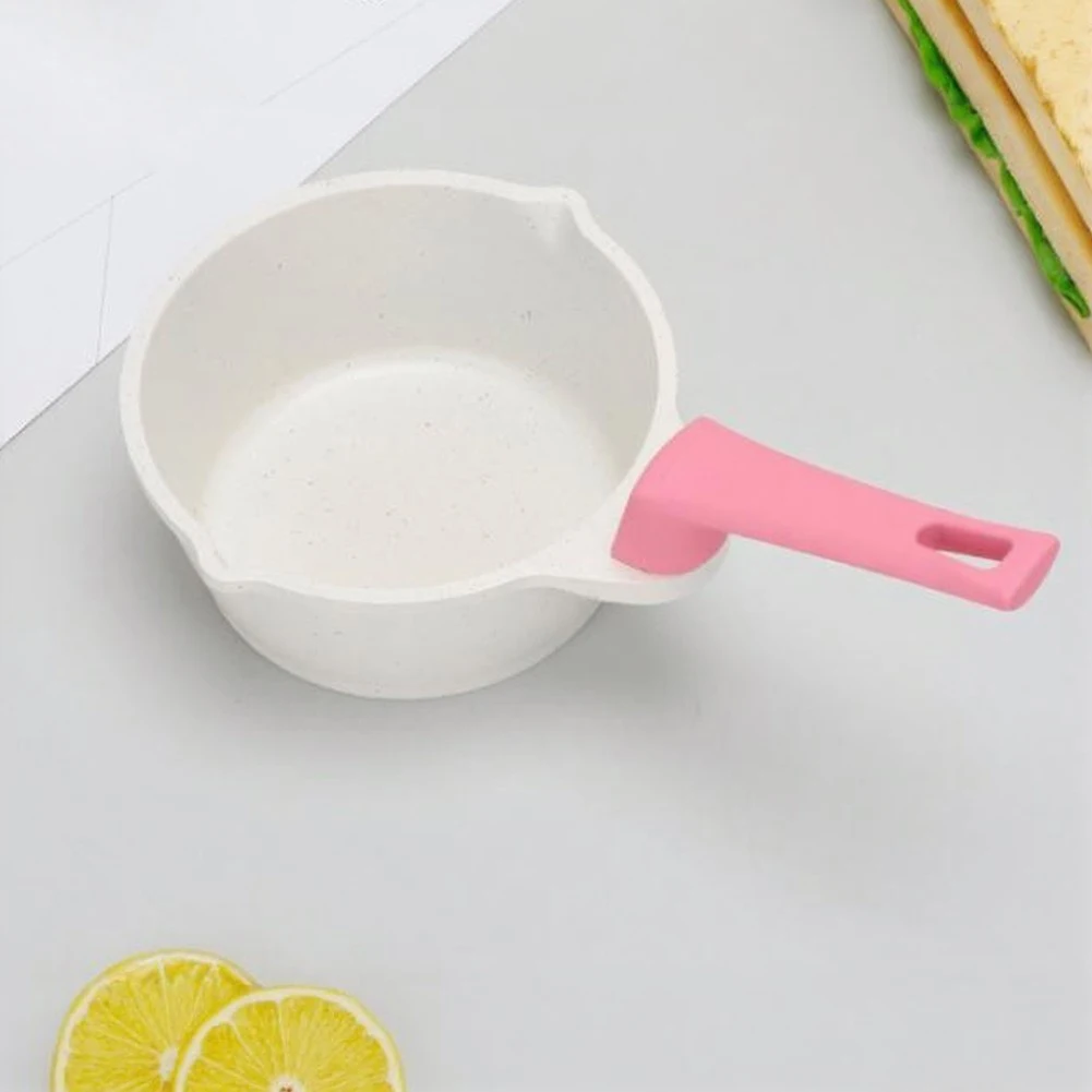 Small Oil Pouring Pan with Marble Coating and Beech Wood Handle 24x14x10cm for Sauteing Frying and Table Serving