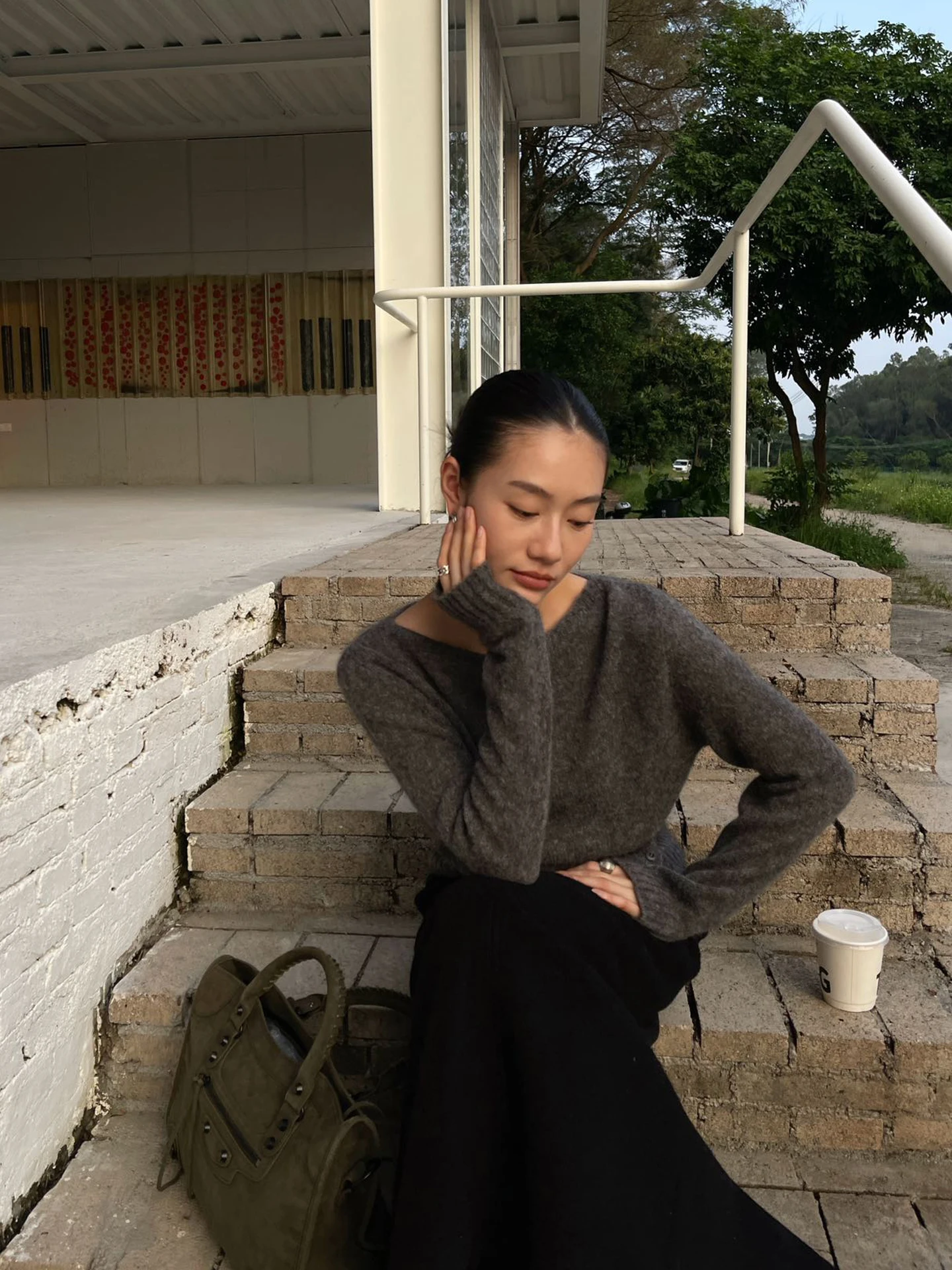 

ey round Ne Knitted Sweater Women's Soft Cozy Inner Wear Layering Lazy Sle Base irt Autumn Winter Korean Sle Top