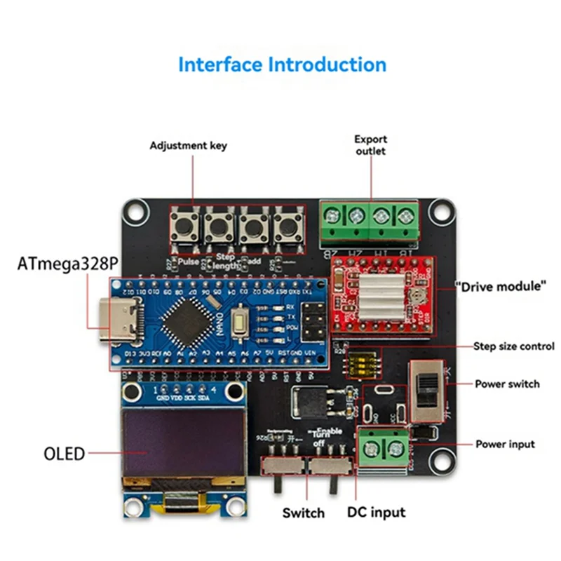 B30C-A4988 Stepper Motor โมดูล Atmega328p 5-24V อินพุต DC สําหรับ Arduino Stepper Motor โมดูล