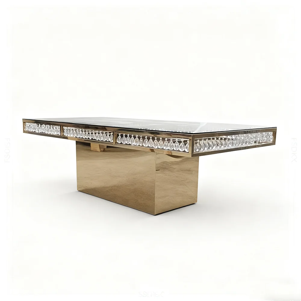 Durable Grass Luxury Furniture Gold Stainless Steel Dining Table Metal Dining Table Wedding Event Tables