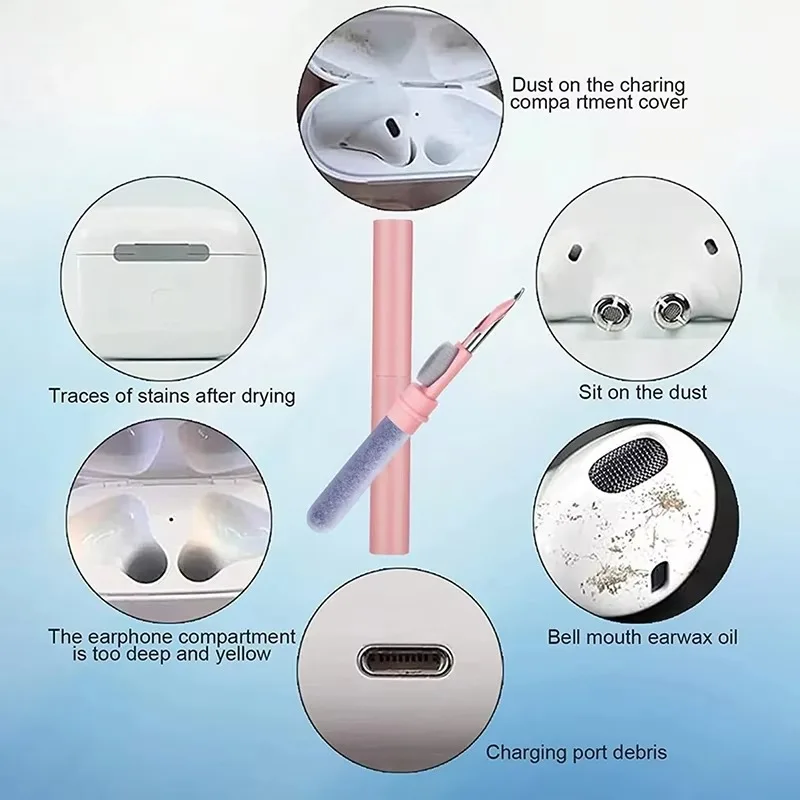 블루투스 이어폰 청소 키트, 에어팟 프로 1, 2, 3 이어버드 케이스 청소 펜 브러시 키트, 삼성 샤오미 에어닷 화웨이용