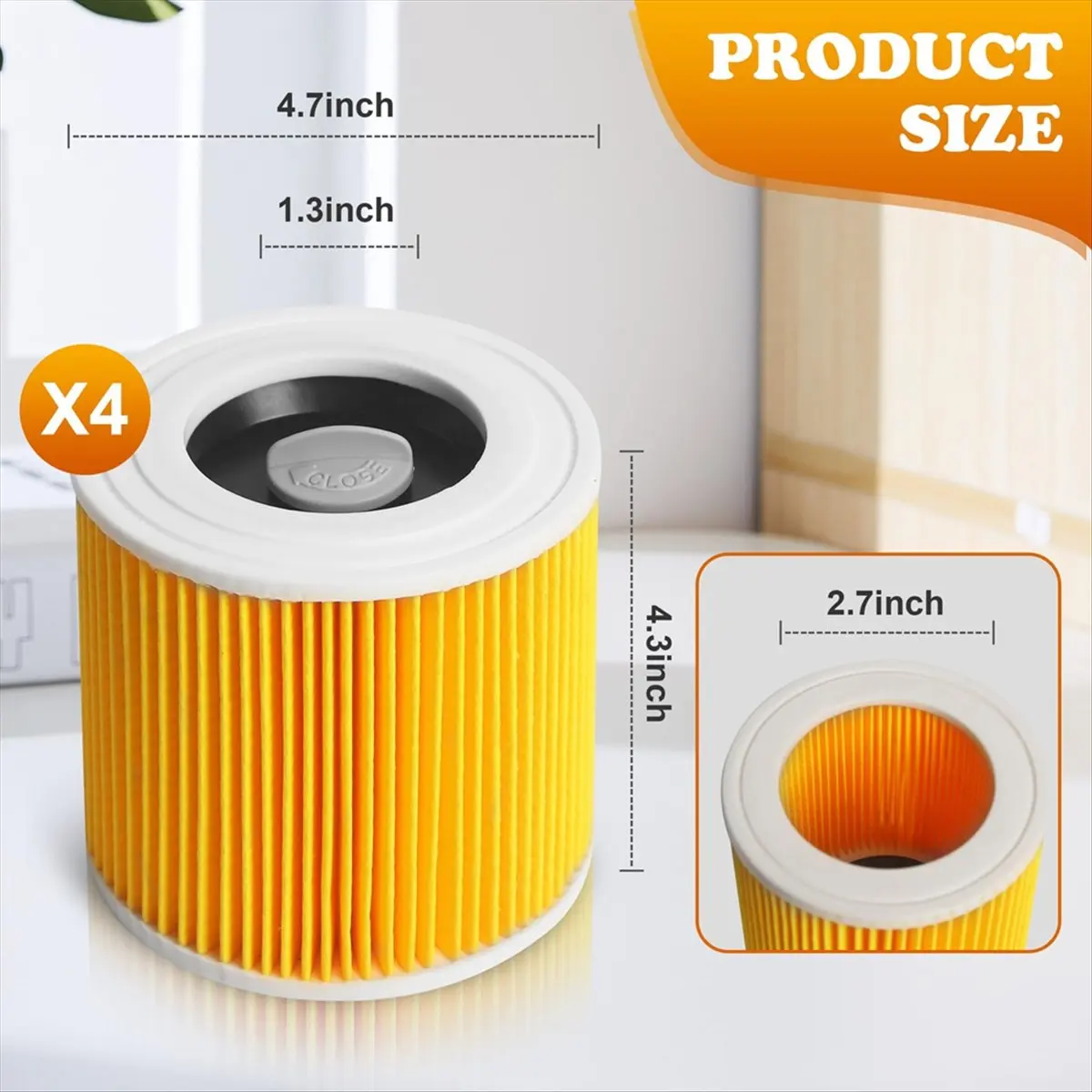 A24PBG 4PCS Replacement Filters for WD3 WD2 WD1 MV3 MV2 A K KNT NT SE , for Vacuum Cleaner Filter/6.414-552.0