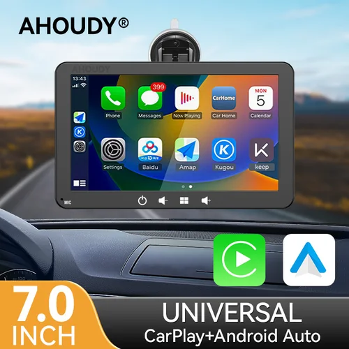 AHOUDY Radio para coche Pantalla táctil de reproductor de vídeo multimedia para automóvil Android Carplay de 7 pulgadas ​ ​ Soporte fácil de instalar