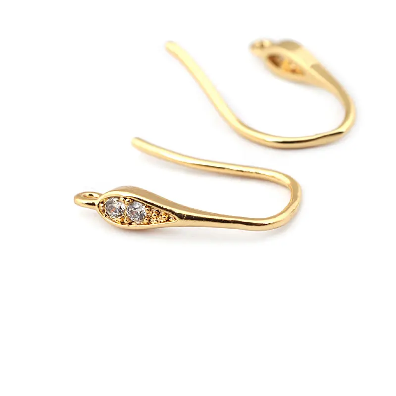 18K Gold Color Brass and Zircon Earrings Hooks Jewelry Earrings Making Supplies Diy Findings Accessories image 6