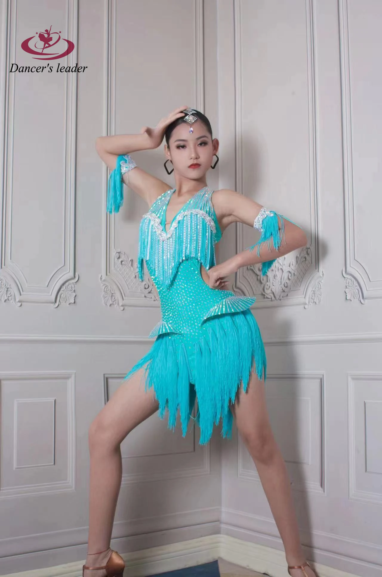 Latin Dance Costume Rhinestone Women's Clothing High-end Custom Mermaid Design Tassel Skirt Pendulum Samba Performance Dress