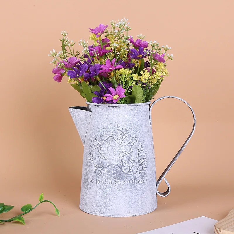 Horticultural Planting Iron Art  Bucket Decorative Flower Pot Flower Arrangement Iron Bucket Desktop Floor Standing Planters