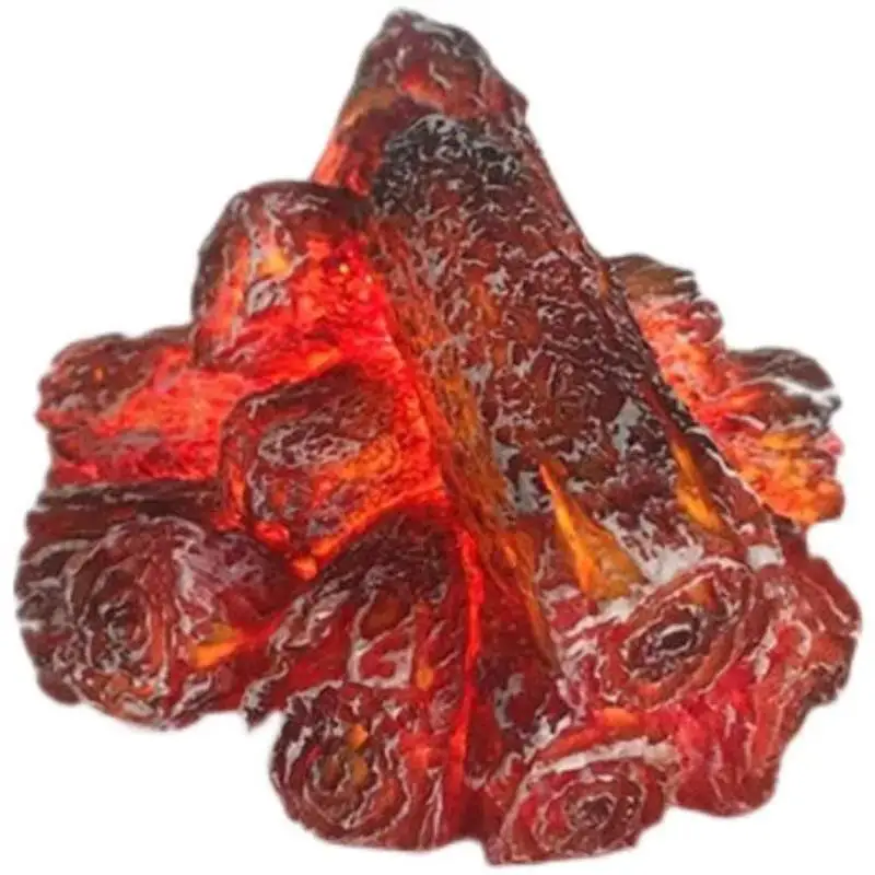 Resin Simulation Charcoal Flame LED Night Light Modern Simple Battery Powered Scene Prop Ornament