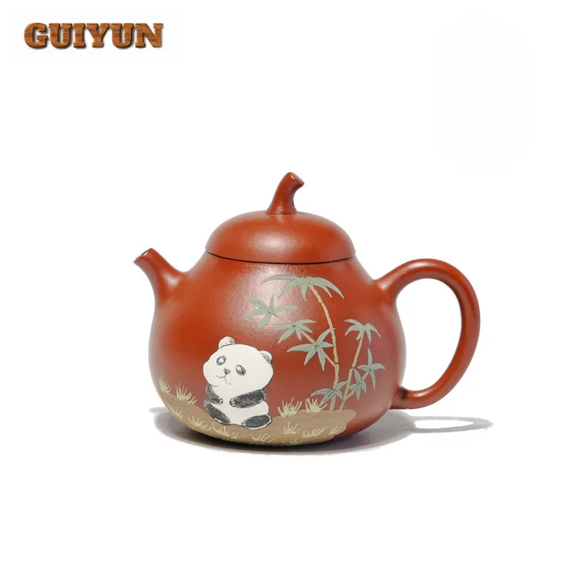 

160ml Aesthetic Yixing Purple Clay Teapots Handmade Panda Eggplant Pot Raw Ore Zhu Mud Kettle Chinese Zisha Teaset Tea Drinkware