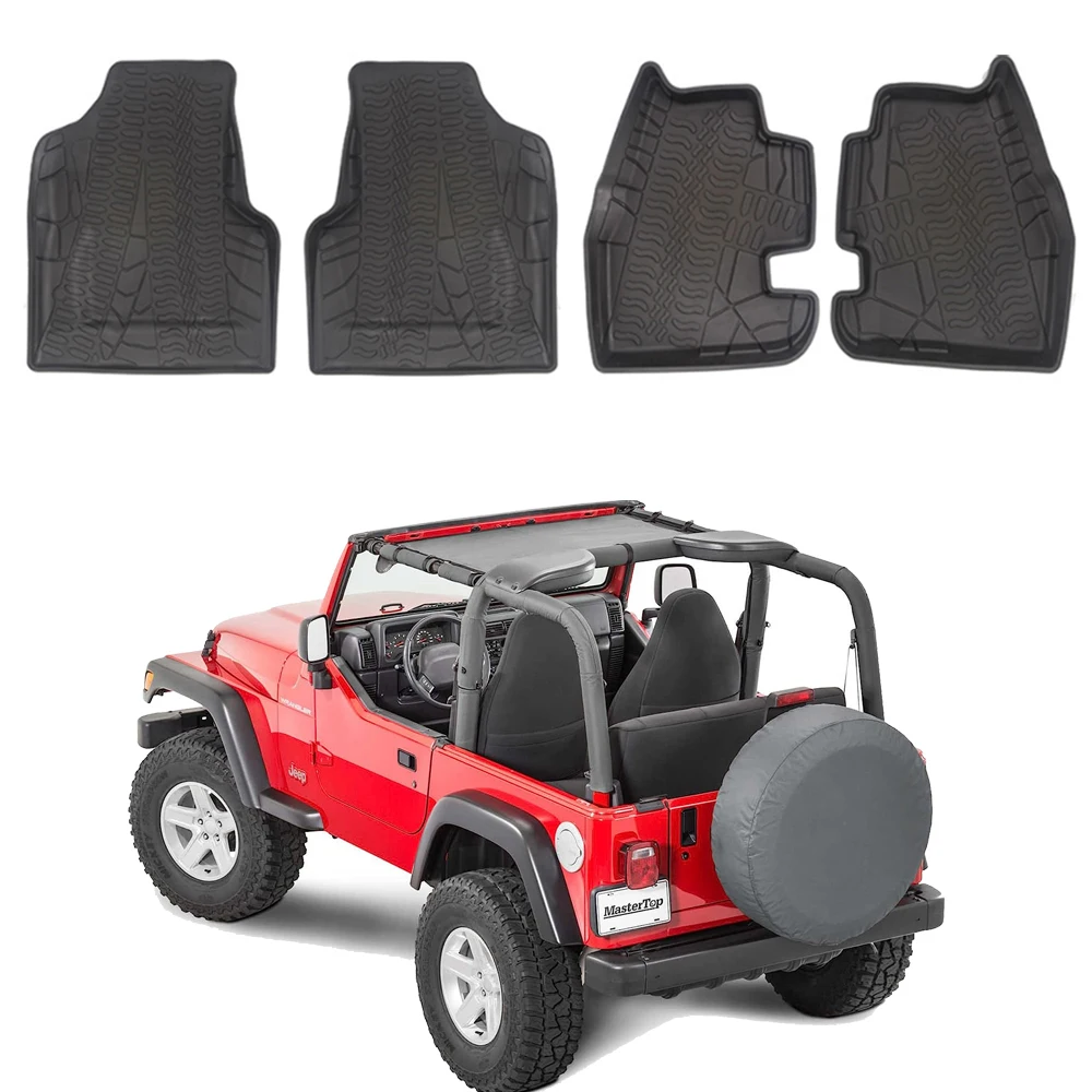 Mats Liners For Jeep Wrangler TJ 1997-2006 Heavy Duty All Weather Guard Front&Rear Car Carpet-Custom Fit-Tough Durable Odorless