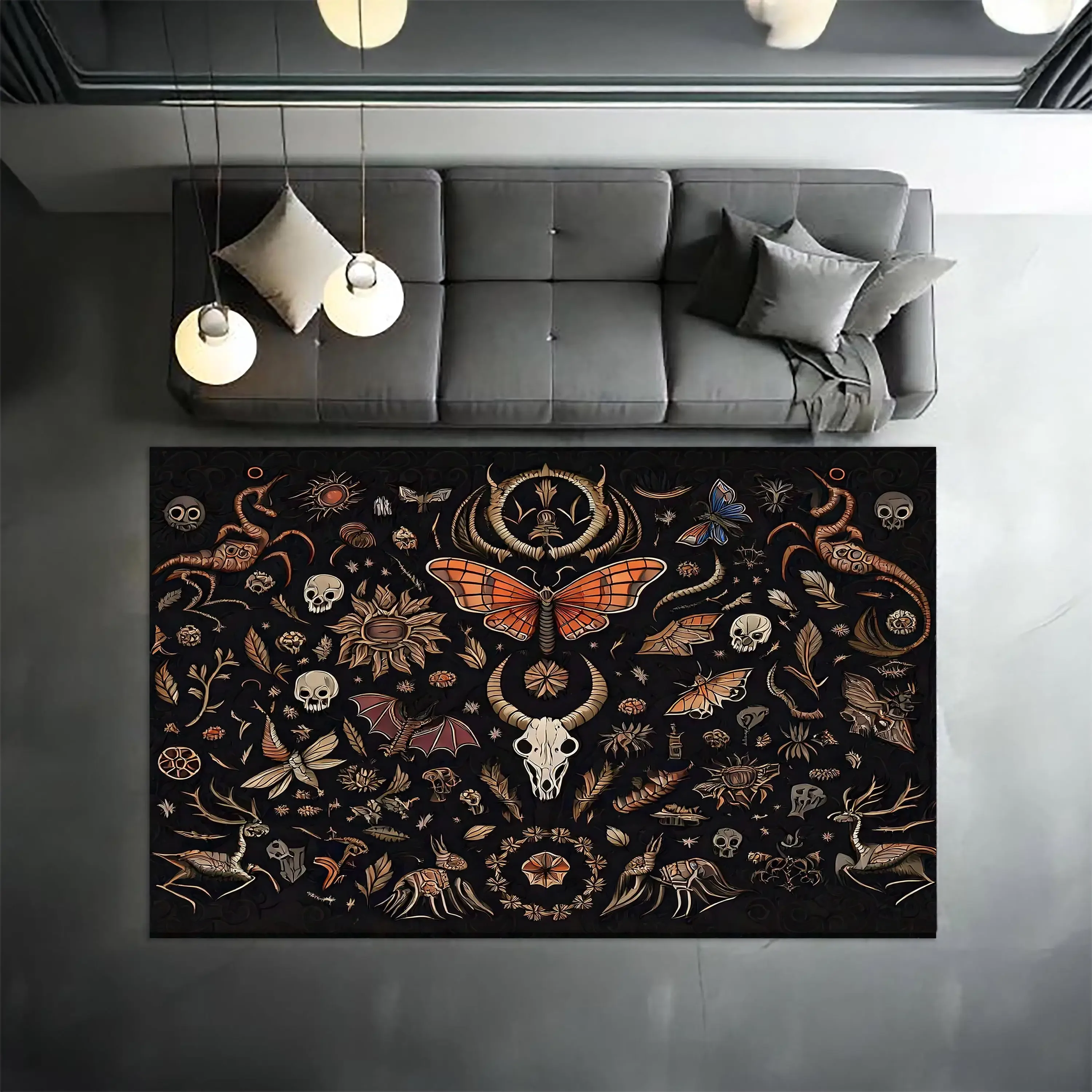 1pc Black Gothic Witch Decor DoorMat, Non-slip Floor Mat, Suitable for Living Room, Bedroom, Bathroom, Holiday Home Decoration