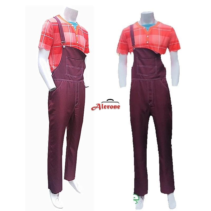 Anime Wreck-It Ralph 2 Cosplay Costume Rompers T-shirt Jumpsuit Men Halloween Party Cosplay  Ralph Outfits