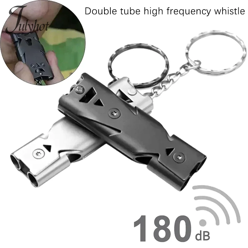 

1PC Outdoor Survival SOS Whistle Double Pipe Whistle Pendant Keychain High Decibel Portable Camping Tool Multifunction Whistle