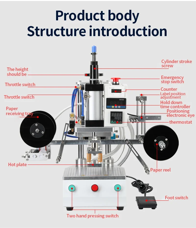 

Touch Screen Fully Automatic Hot Stamping Machine Heat Press Labeler Printer Electric/pneumatic WT-TW100 Embossing for T-Shirt