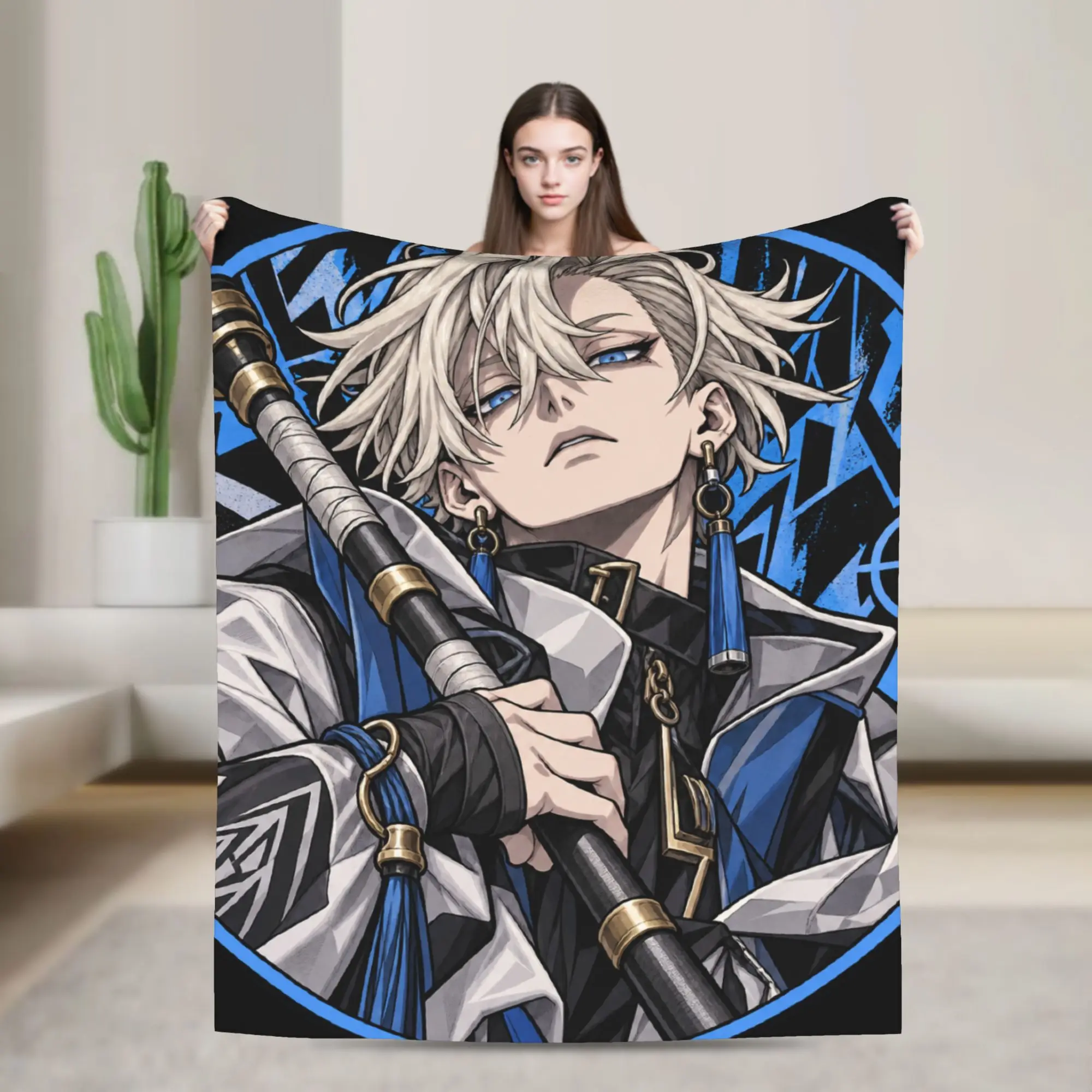 Warm Soft Blanket Boy Girl GACHIAKUTA Silver Haired Man Anime Throw Blanket  Flannel Bedspread For Couch Chair Bed Cover