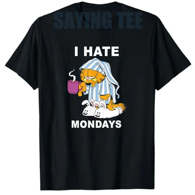 

I Hate Mondays Coffee Kitty T-Shirt Life Style Cat Lover Graphic Outfit Cute Kitten Workday Saying Tee Y2k Design Novelty Gift