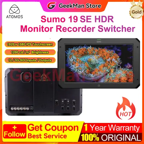 Per Atomos Sumo 19 SE HDR Monitor Registratore Switcher HDMI 2.0 Log ibrido Gamma Quad-HD Switching live